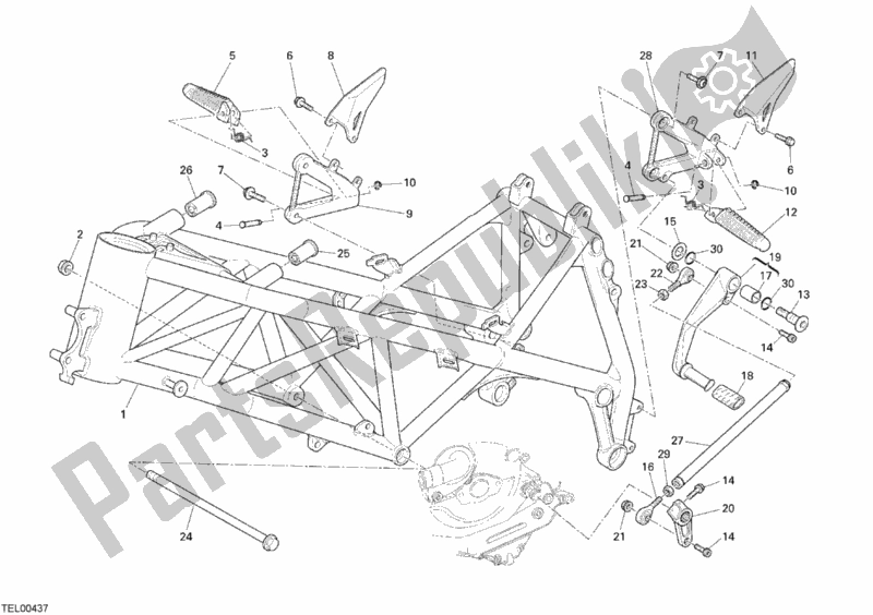Todas as partes de Quadro, Armação do Ducati Superbike 848 USA 2008